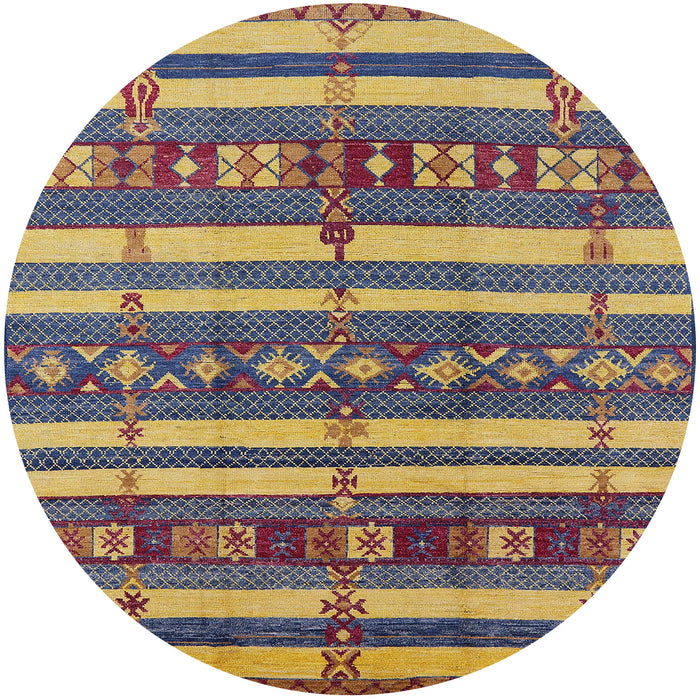 Round Mid-Century Modern Purple Oriental Rug, urb1169