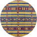 Round Mid-Century Modern Purple Oriental Rug, urb1169