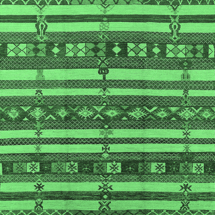 Square Machine Washable Oriental Emerald Green Industrial Area Rugs, wshurb1169emgrn