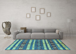 Machine Washable Oriental Light Blue Industrial Rug in a Living Room, wshurb1169lblu