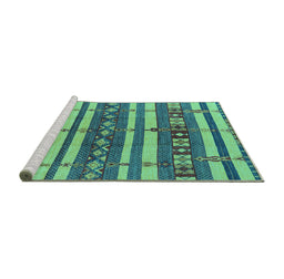 Sideview of Machine Washable Oriental Turquoise Industrial Area Rugs, wshurb1169turq
