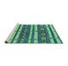 Sideview of Machine Washable Oriental Turquoise Industrial Area Rugs, wshurb1169turq