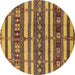 Round Oriental Brown Industrial Rug, urb1169brn