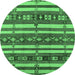 Round Oriental Emerald Green Industrial Rug, urb1169emgrn