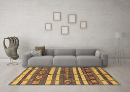 Machine Washable Oriental Brown Industrial Rug in a Living Room,, wshurb1169brn