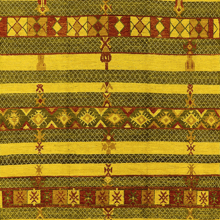 Machine Washable Oriental Yellow Industrial Rug, wshurb1169yw