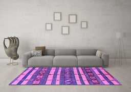 Machine Washable Oriental Purple Industrial Area Rugs in a Living Room, wshurb1169pur