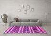 Machine Washable Oriental Pink Industrial Rug in a Living Room, wshurb1169pnk