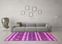 Machine Washable Oriental Pink Industrial Rug, wshurb1169pnk