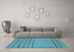 Machine Washable Oriental Light Blue Industrial Rug in a Living Room, wshurb1170lblu