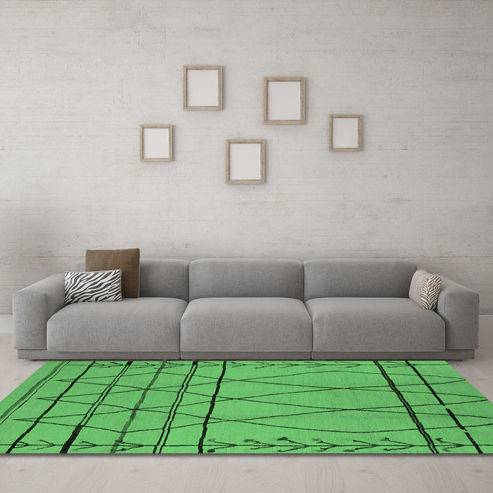 Machine Washable Oriental Emerald Green Industrial Area Rugs in a Living Room,, wshurb1170emgrn