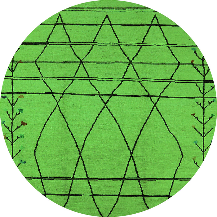 Round Oriental Green Industrial Rug, urb1170grn