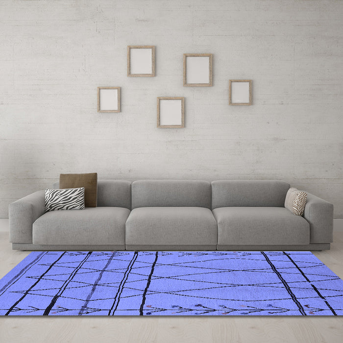 Machine Washable Oriental Blue Industrial Rug in a Living Room, wshurb1170blu