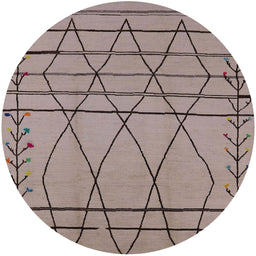 Round Machine Washable Industrial Modern Khaki Rose Pink Rug, wshurb1170