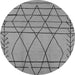 Round Machine Washable Oriental Gray Industrial Rug, wshurb1170gry