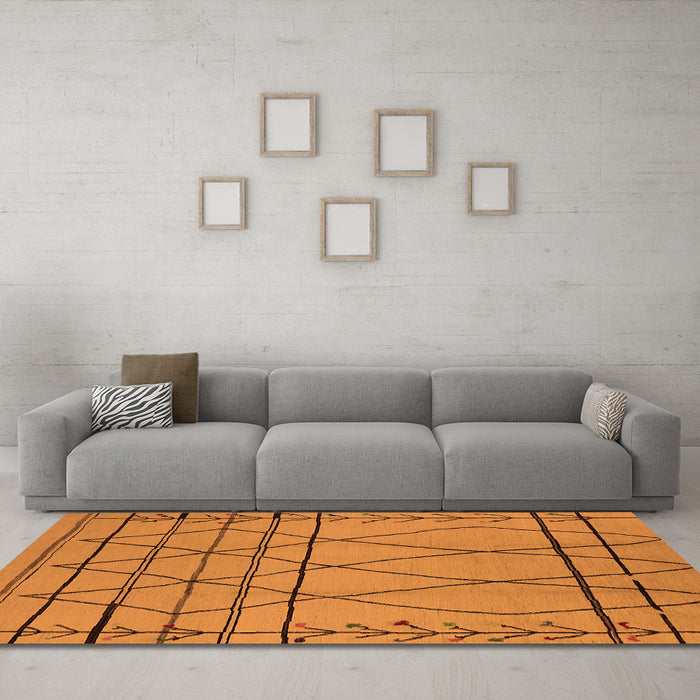 Machine Washable Oriental Orange Industrial Area Rugs in a Living Room, wshurb1170org