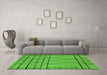 Machine Washable Oriental Green Industrial Area Rugs in a Living Room,, wshurb1170grn