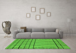 Machine Washable Oriental Green Industrial Area Rugs in a Living Room,, wshurb1170grn