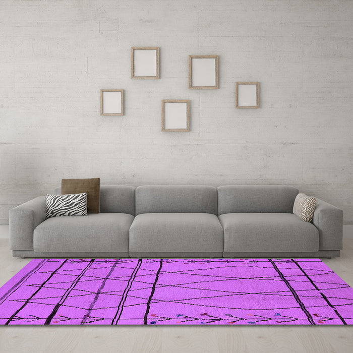Machine Washable Oriental Purple Industrial Area Rugs in a Living Room, wshurb1170pur