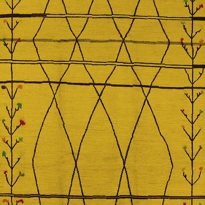 Machine Washable Oriental Yellow Industrial Rug, wshurb1170yw