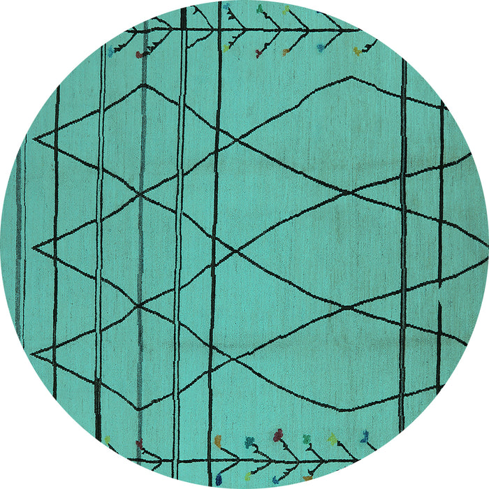Round Oriental Turquoise Industrial Rug, urb1170turq