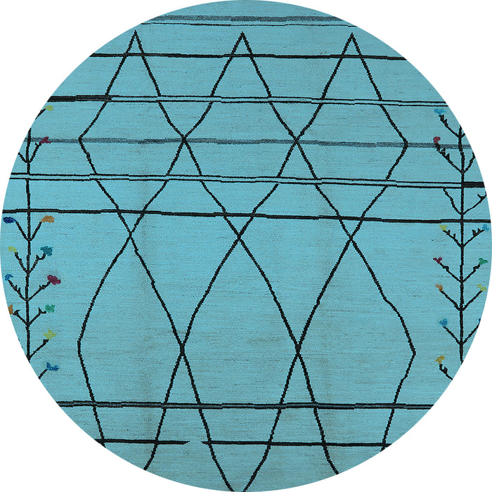 Round Oriental Light Blue Industrial Rug, urb1170lblu