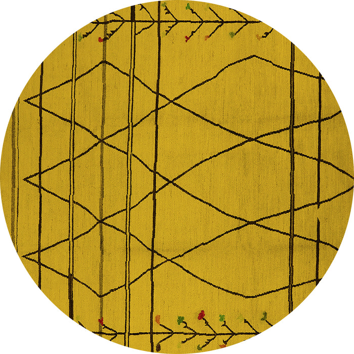 Round Oriental Yellow Industrial Rug, urb1170yw