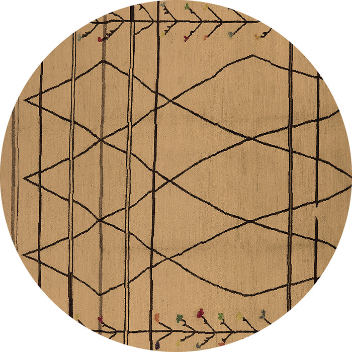 Round Oriental Brown Industrial Rug, urb1170brn