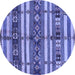 Round Oriental Blue Industrial Rug, urb1171blu