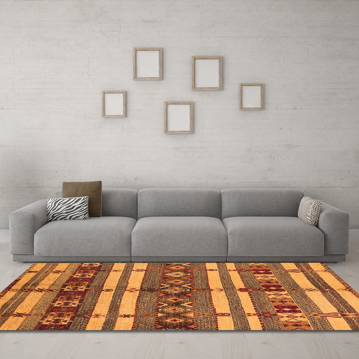 Machine Washable Oriental Orange Industrial Area Rugs in a Living Room, wshurb1171org
