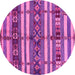 Round Machine Washable Oriental Pink Industrial Rug, wshurb1171pnk