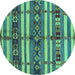 Round Oriental Turquoise Industrial Rug, urb1171turq