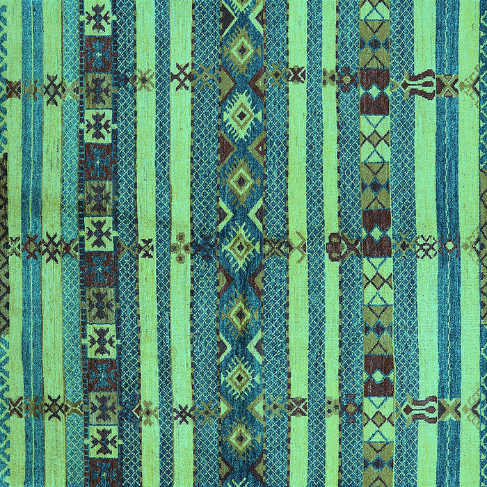 Square Machine Washable Oriental Turquoise Industrial Area Rugs, wshurb1171turq