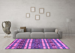 Machine Washable Oriental Purple Industrial Area Rugs in a Living Room, wshurb1171pur