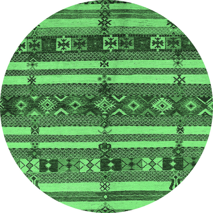 Round Oriental Emerald Green Industrial Rug, urb1171emgrn