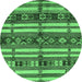 Round Oriental Emerald Green Industrial Rug, urb1171emgrn