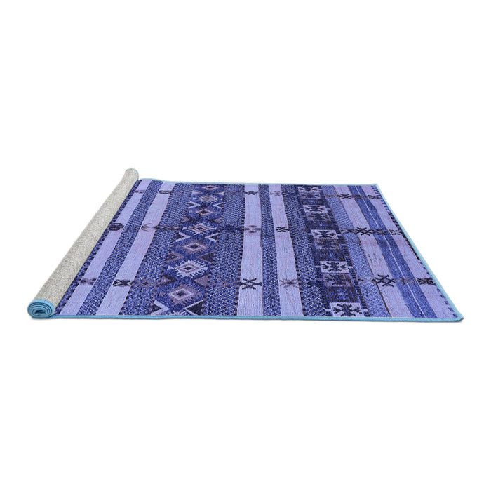 Sideview of Machine Washable Oriental Blue Industrial Rug, wshurb1171blu