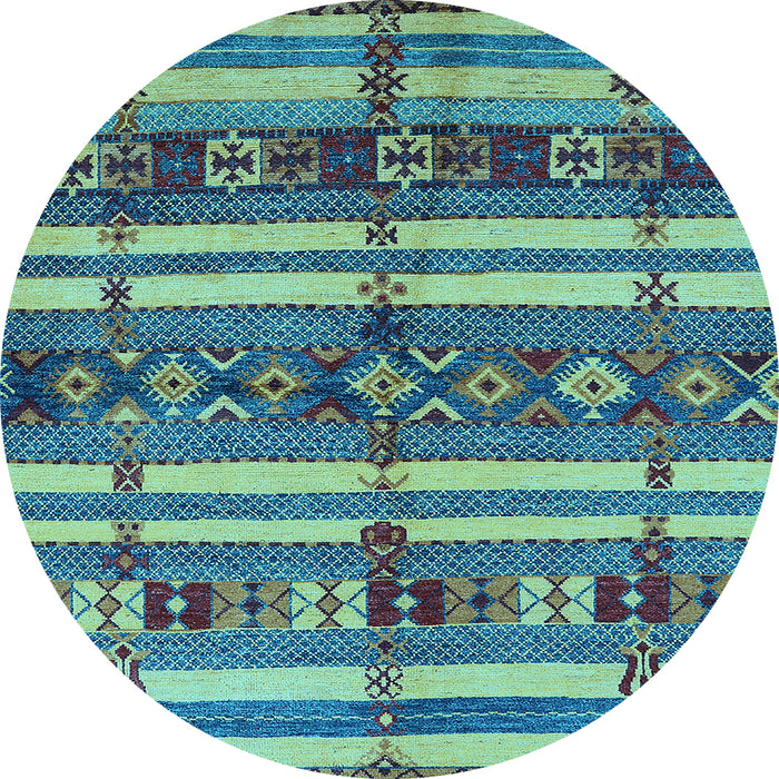 Round Oriental Light Blue Industrial Rug, urb1171lblu