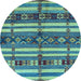 Round Oriental Light Blue Industrial Rug, urb1171lblu