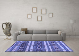 Machine Washable Oriental Blue Industrial Rug in a Living Room, wshurb1171blu