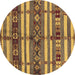 Round Oriental Brown Industrial Rug, urb1171brn