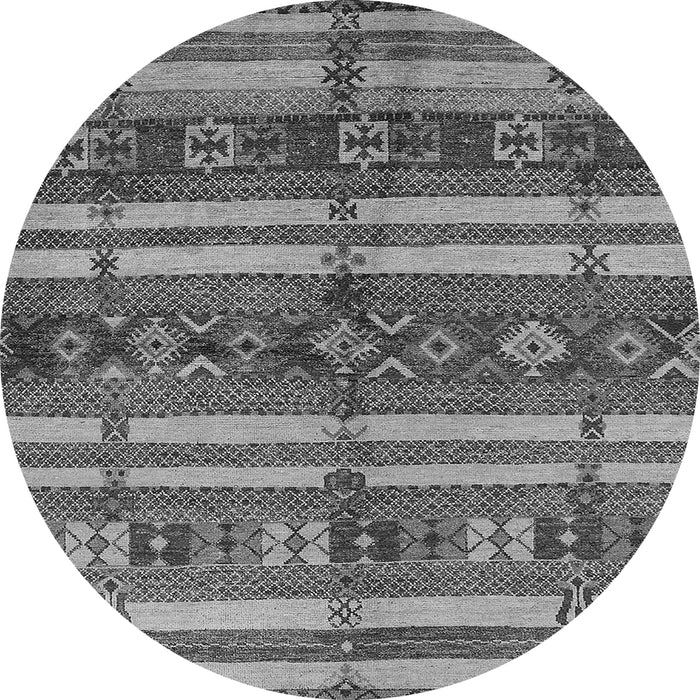 Round Oriental Gray Industrial Rug, urb1171gry