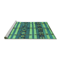 Sideview of Machine Washable Oriental Turquoise Industrial Area Rugs, wshurb1171turq