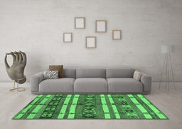Machine Washable Oriental Emerald Green Industrial Area Rugs in a Living Room,, wshurb1171emgrn