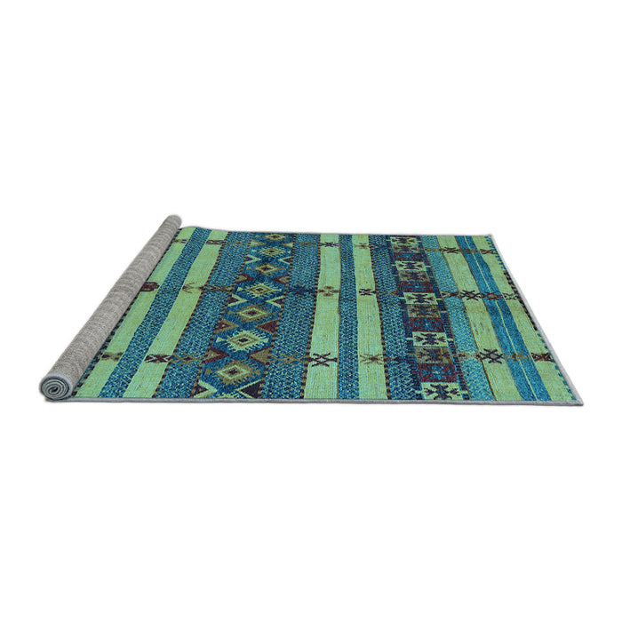 Sideview of Machine Washable Oriental Light Blue Industrial Rug, wshurb1171lblu