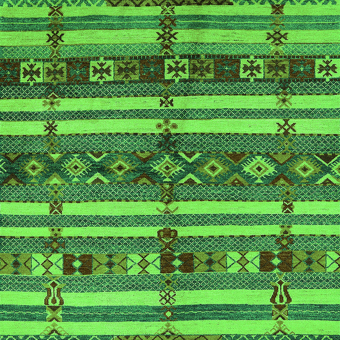 Square Machine Washable Oriental Green Industrial Area Rugs, wshurb1171grn