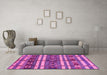 Machine Washable Oriental Pink Industrial Rug in a Living Room, wshurb1171pnk