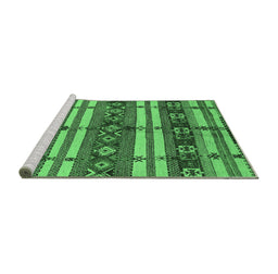 Sideview of Machine Washable Oriental Emerald Green Industrial Area Rugs, wshurb1171emgrn