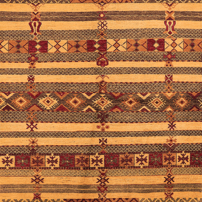 Square Machine Washable Oriental Orange Industrial Area Rugs, wshurb1171org