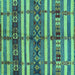 Square Oriental Turquoise Industrial Rug, urb1171turq